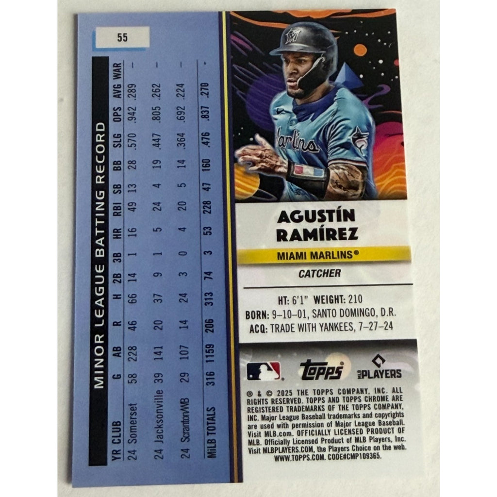 Agustin Ramirez Gold Refractor /50 2025 Topps Chrome Cosmic Baseball Marlins RC