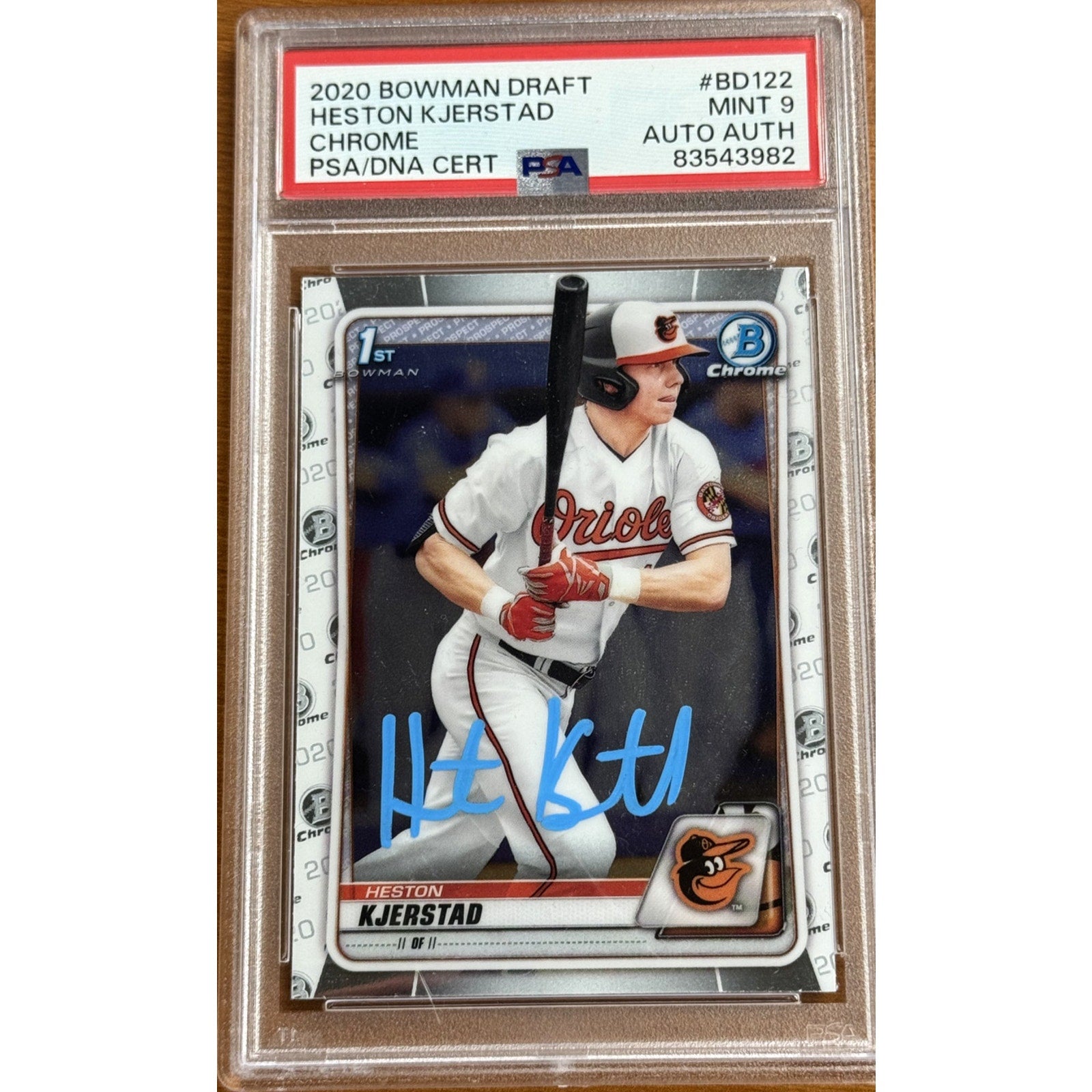 2020 1st Bowman Chrome Rookie Heston Kjerstad Psa DNA 9 Auto BD122 Orioles RC