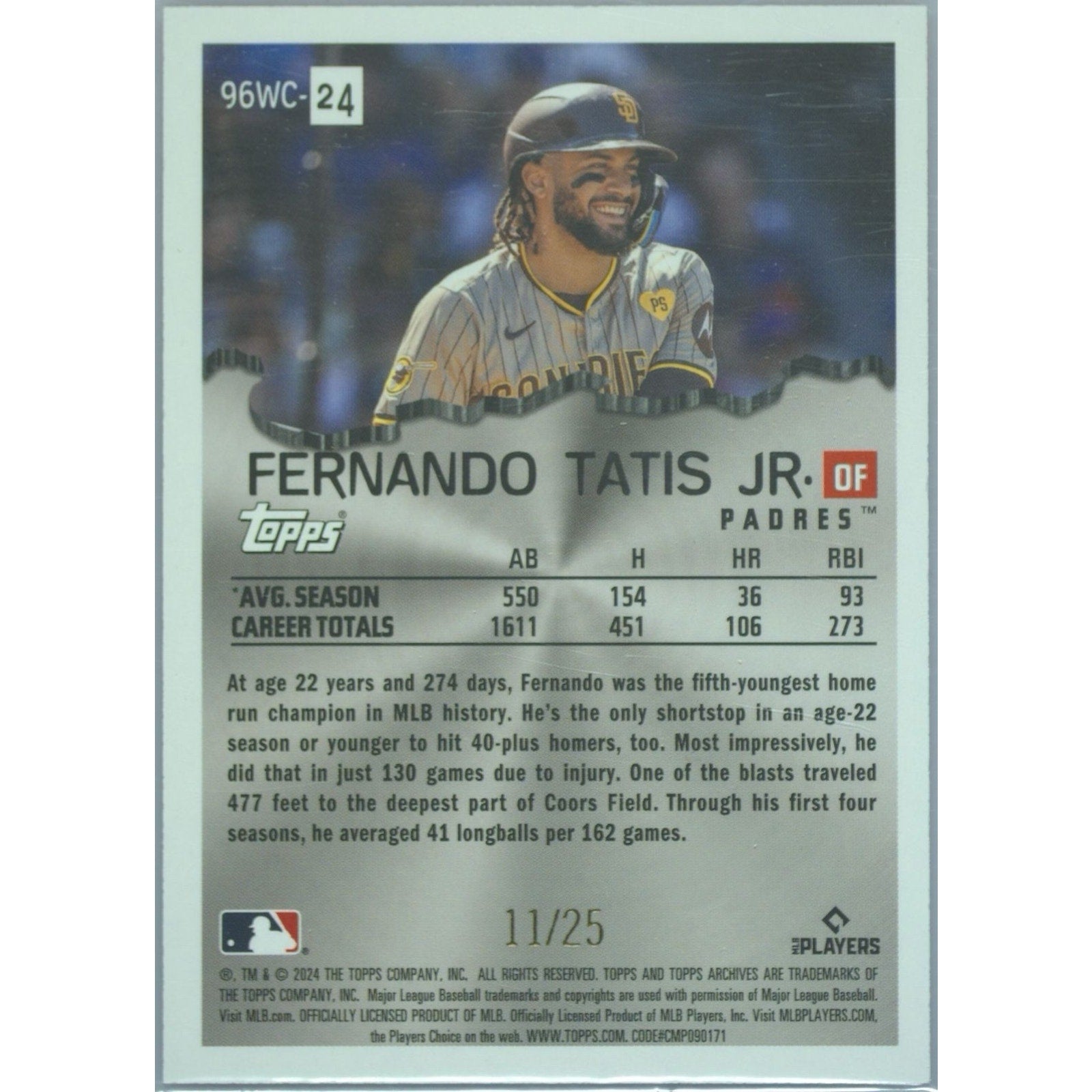 2024 Topps Archives Fernando Tatis Jr Wrecking Crew Padres Red Foil /25 Padres