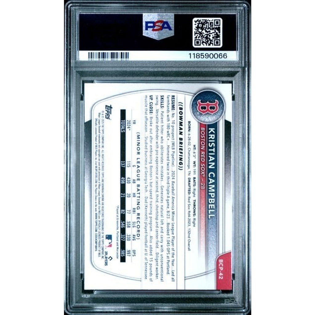 Kristian Campbell 2025 Bowman Chrome Prospects Mini Diamond #BCP-42 PSA 8