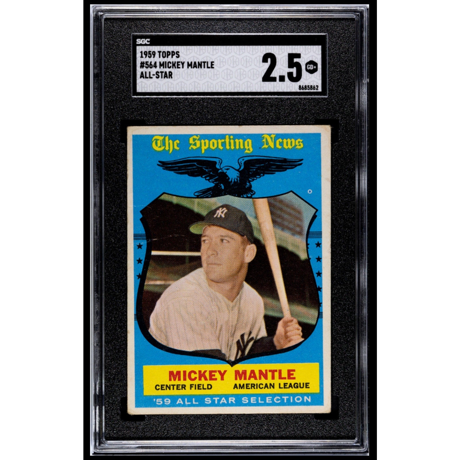 Mickey Mantle 1959 Topps The Sporting News All Star SGC 2.5