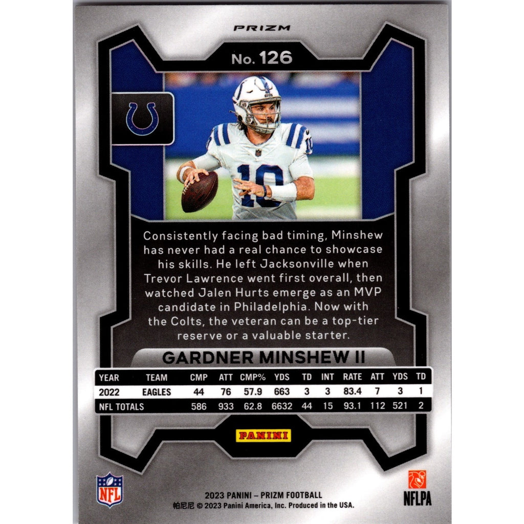 Gardner Minshew 2023 Panini Prizm Orange Disco Prizm #126