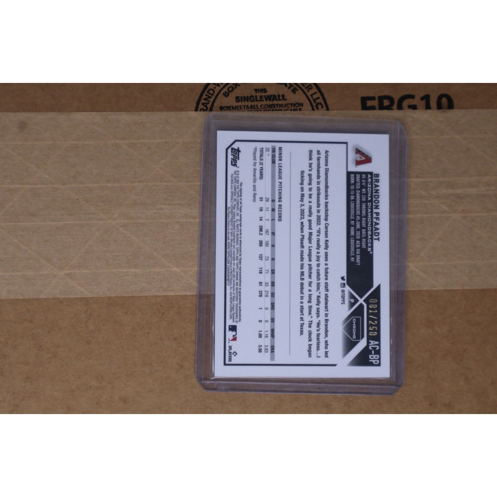 Brandon Pfaadt 2023 Topps Chrome Rookie Auto Purple Refractor /250 #AC-BP RC