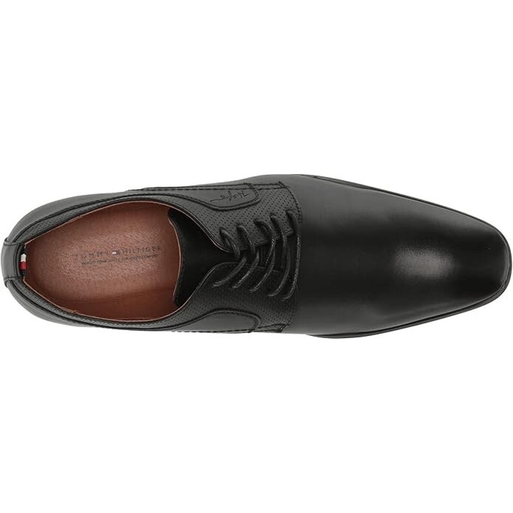 Men's Dress Shoes Tommy Hilfiger Soli Black Lace Up Heel Memory Foam Almond Toe