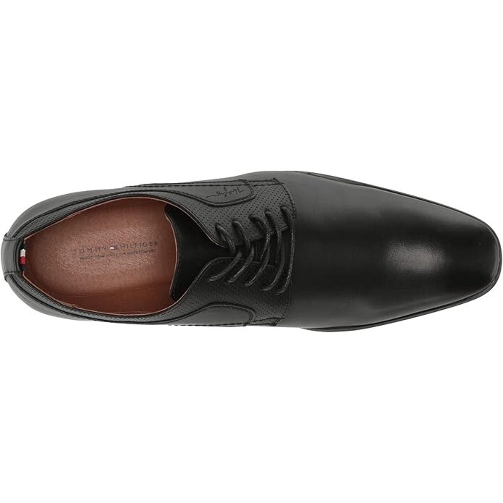 Men's Dress Shoes Tommy Hilfiger Soli Black Lace Up Heel Memory Foam Almond Toe