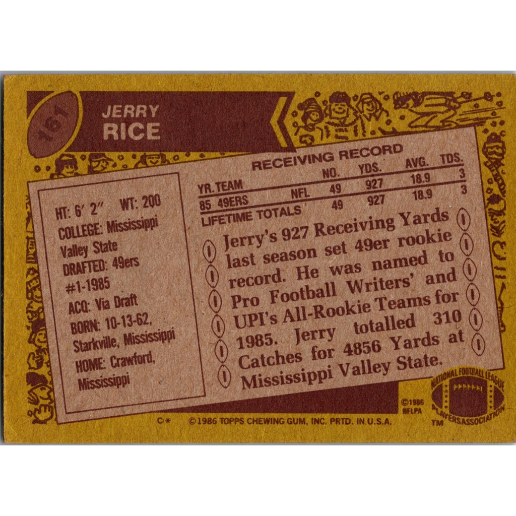 Jerry Rice 1986 Topps Rookie #161 RC EX+