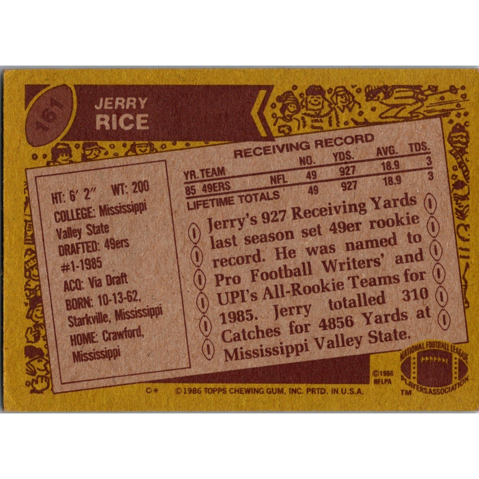 Jerry Rice 1986 Topps Rookie #161 RC EX+