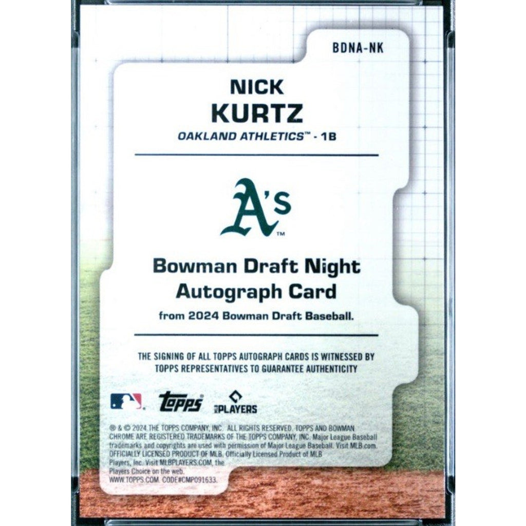 2024 BOWMAN DRAFT NICK KURTZ DRAFT NIGHT ROOKIE AUTO ORANGE REFRACTOR #NK /25