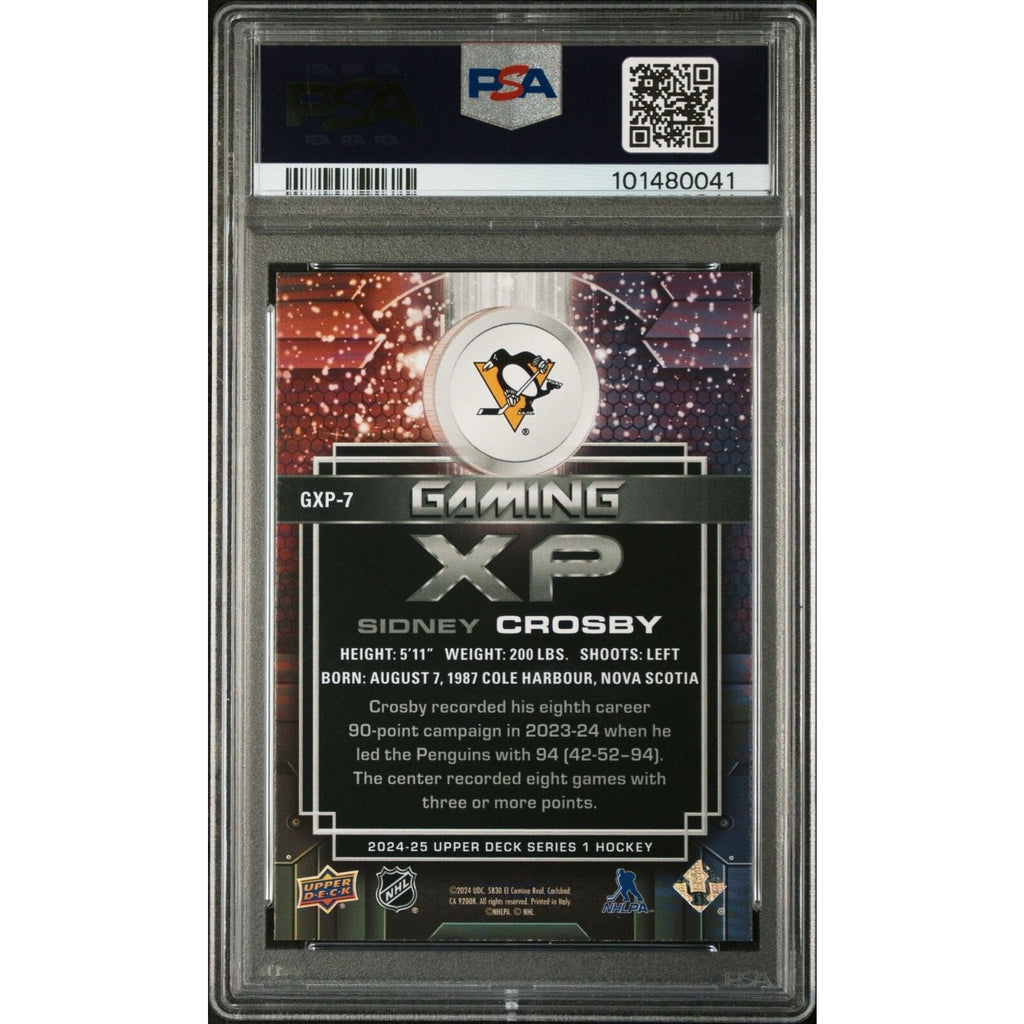 2024-25 Upper Deck Series 1 Gaming XP Speckle #GXP-7 Sidney Crosby PSA 10 POP 1