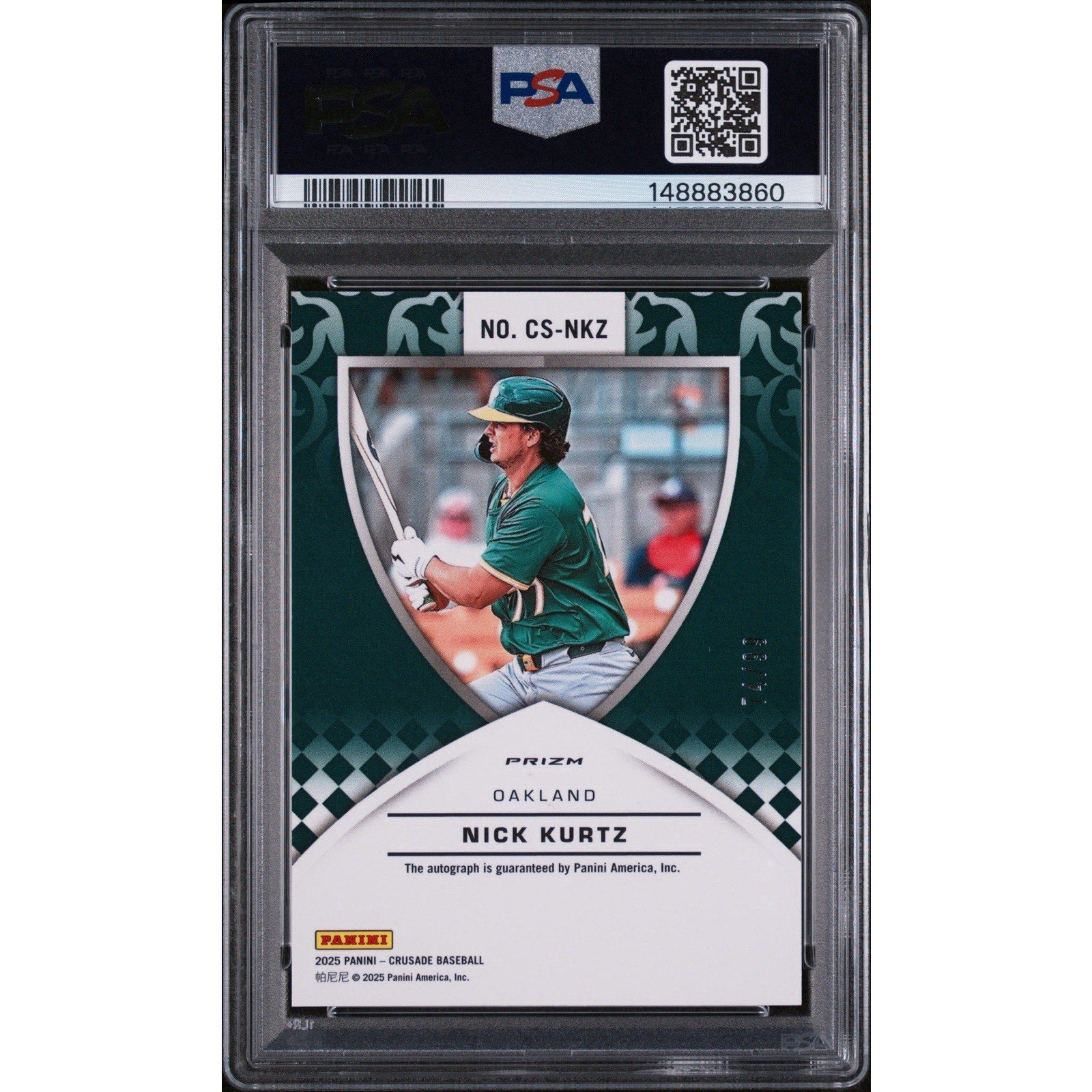 2025 PANINI CRUSADE Signatures #CS-NKZ NICK KURTZ /99 PSA 9 Mint Athletics