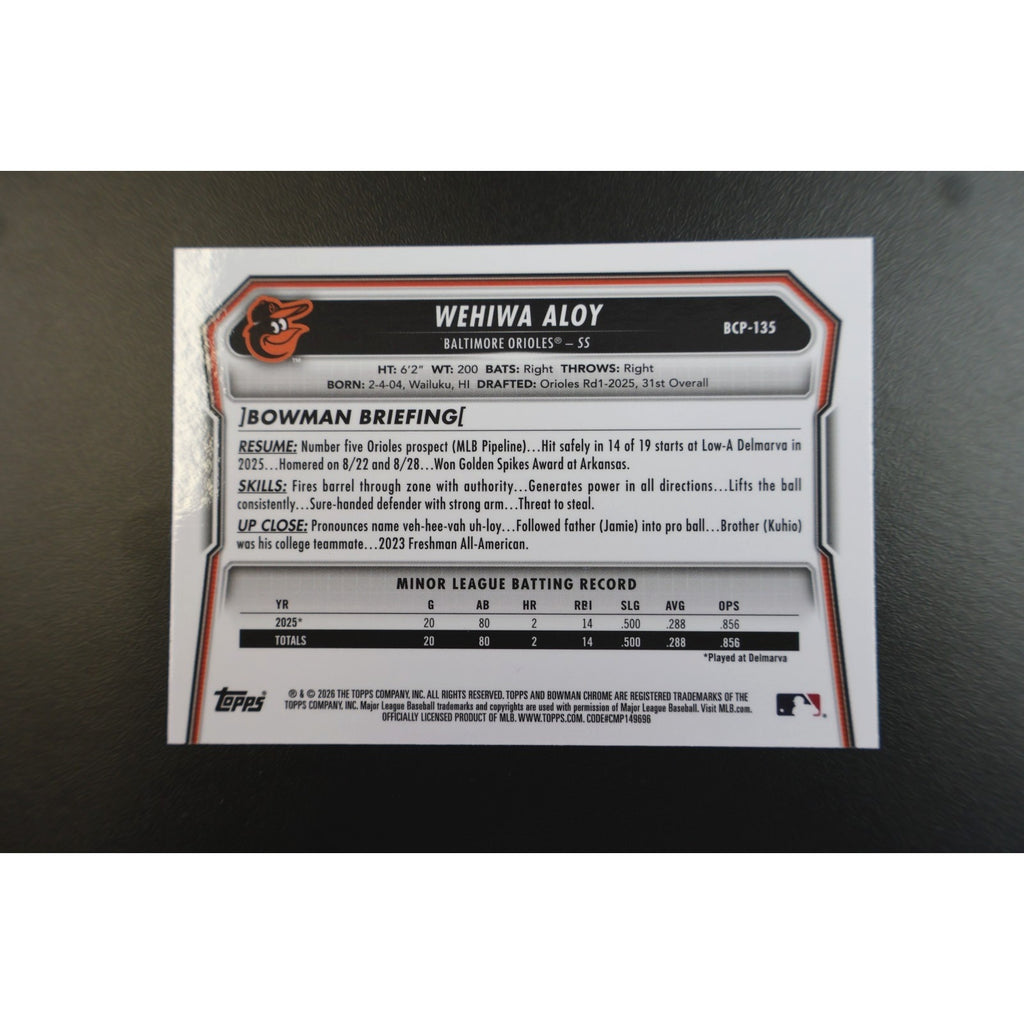 Wehiwa Aloy 2026 Bowman Chrome 1st Blue Mojo Refractor RC /175 #BCP-135 Mint