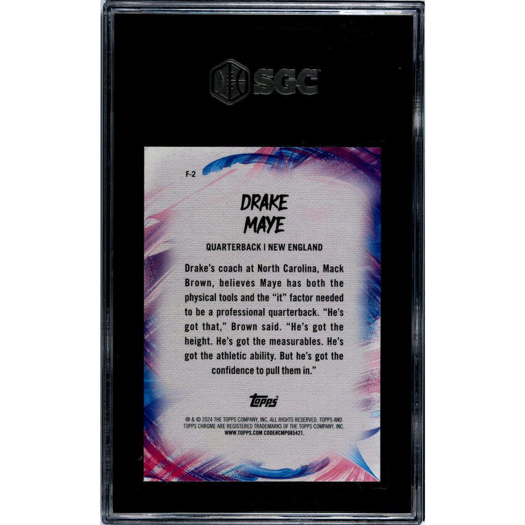 Drake Maye 2024 Topps Chrome Finesse #F-2 RC SGC Graded 9.5