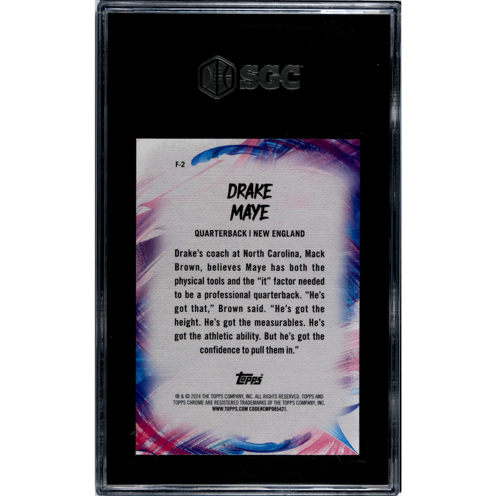 Drake Maye 2024 Topps Chrome Finesse #F-2 RC SGC Graded 9.5