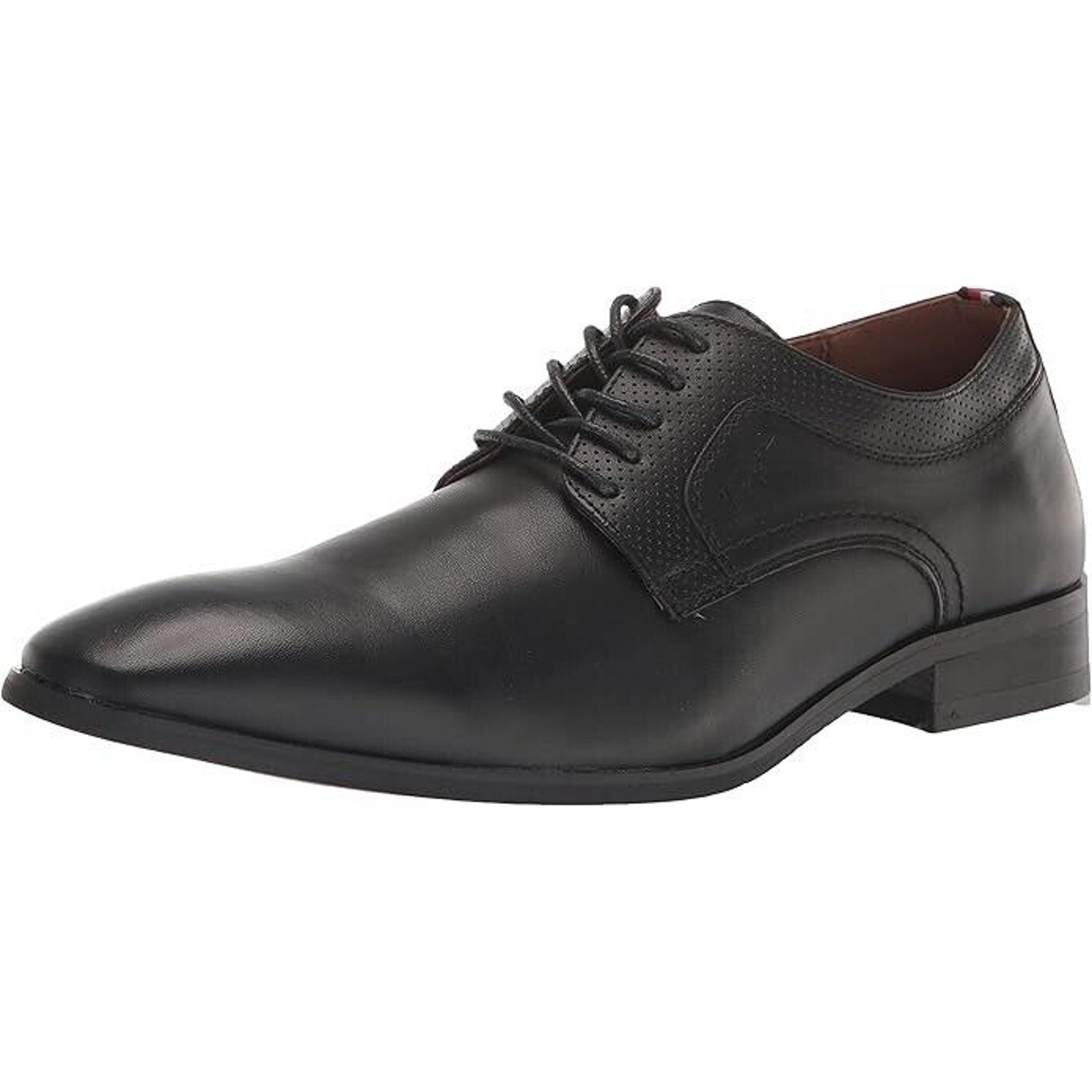 Men's Dress Shoes Tommy Hilfiger Soli Black Lace Up Heel Memory Foam Almond Toe