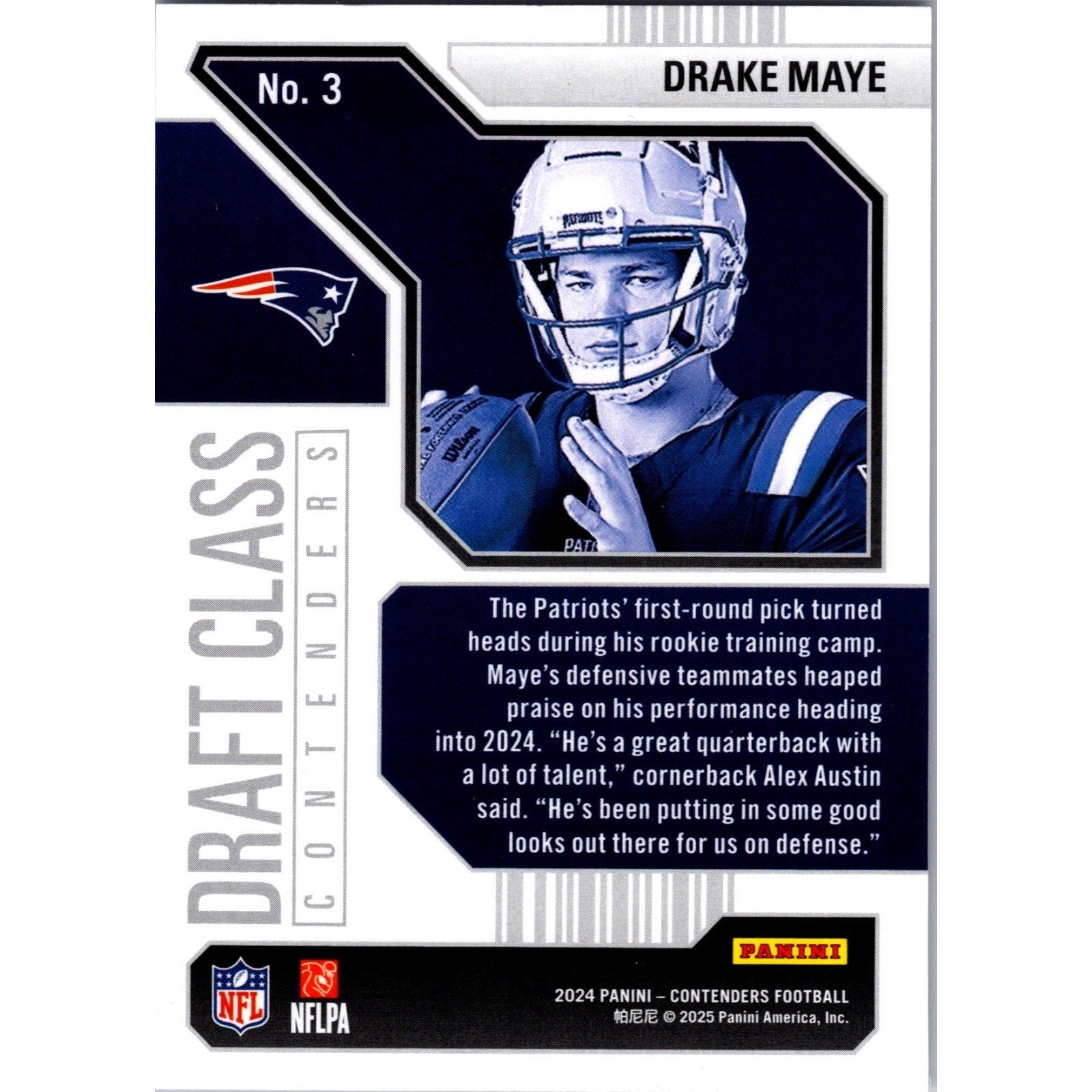 2024 Draft Class Contenders DRAKE MAYE #3 Red Foil Parallel Rookie RC Mint