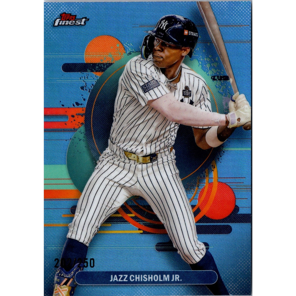 2025 Topps Finest Jazz Chisholm Jr #187 Blue Refractor /250 Uncommon Yankees