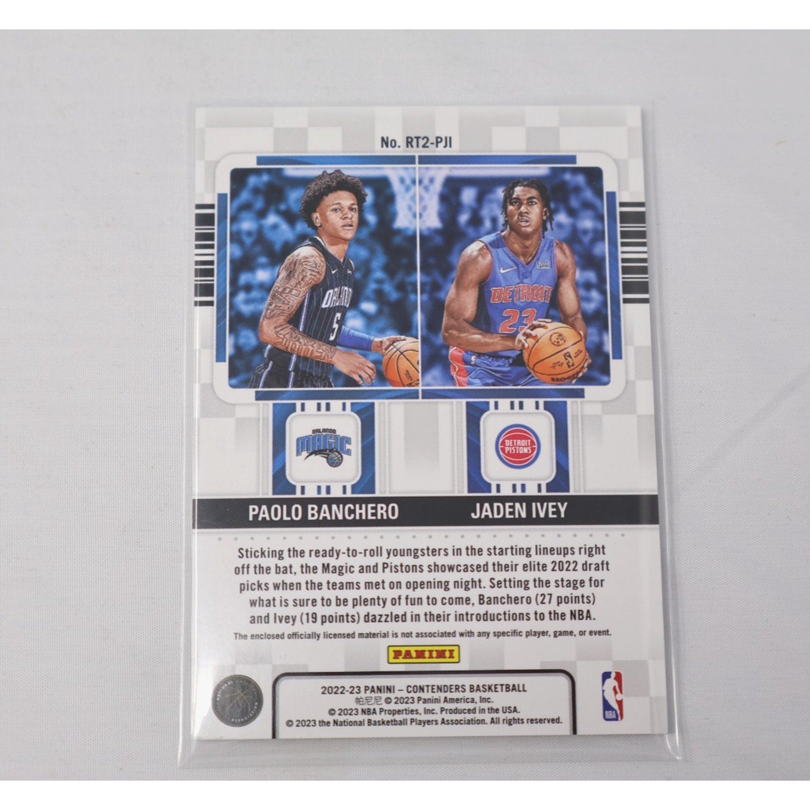 Rookie Ticket Dual Swatches 2022-23 Contenders Paolo Banchero Jaden Ivey RC Mint