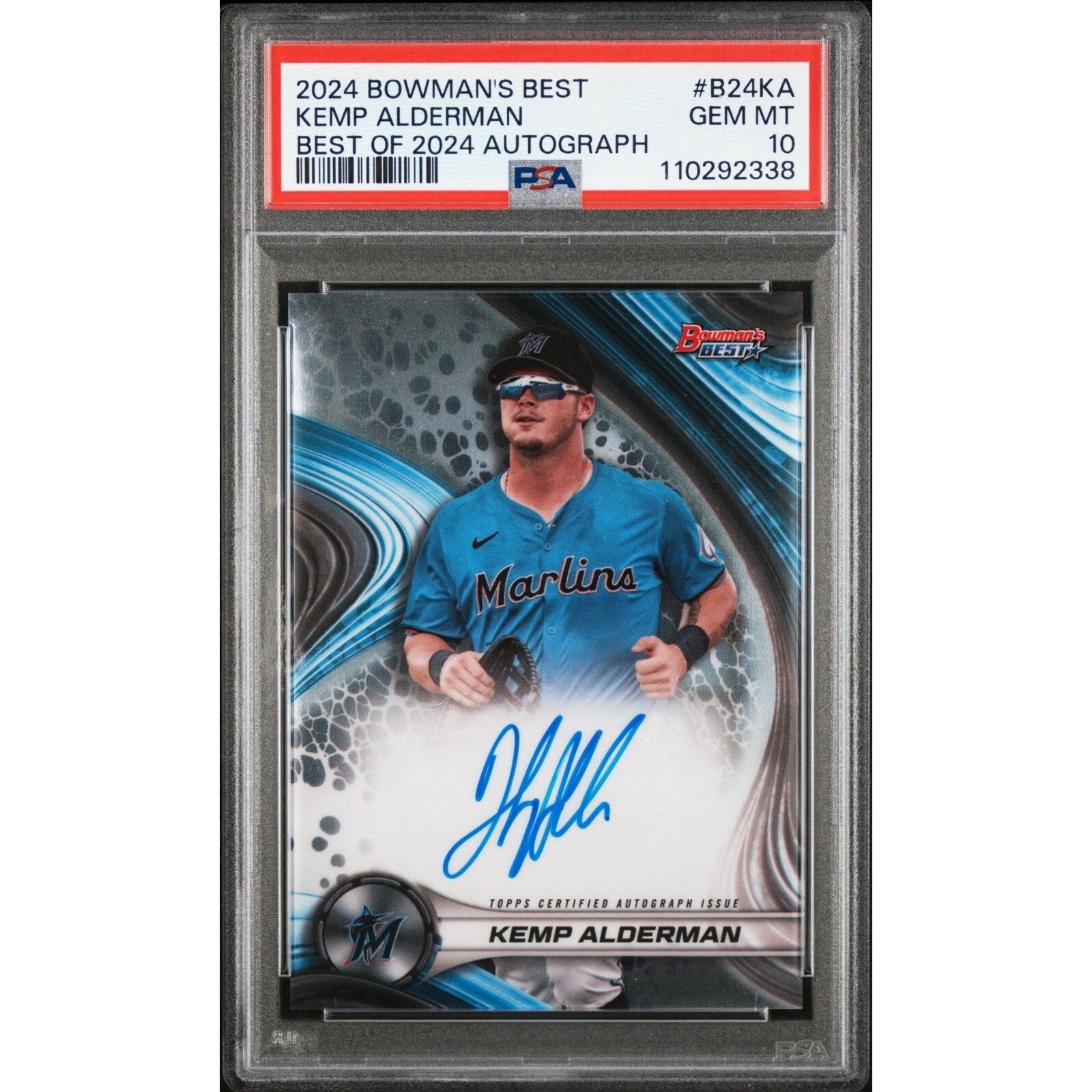 2024 BOWMAN'S BEST 2024 AUTOGRAPHS #B24-KA KEMP ALDERMAN PSA 10 Rookie Marlins