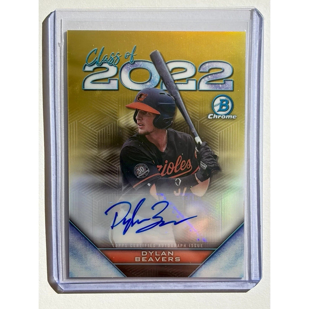 Dylan Beavers 2022 Bowman Draft Class of 2022 Rookie Gold Auto /50 RC Mint