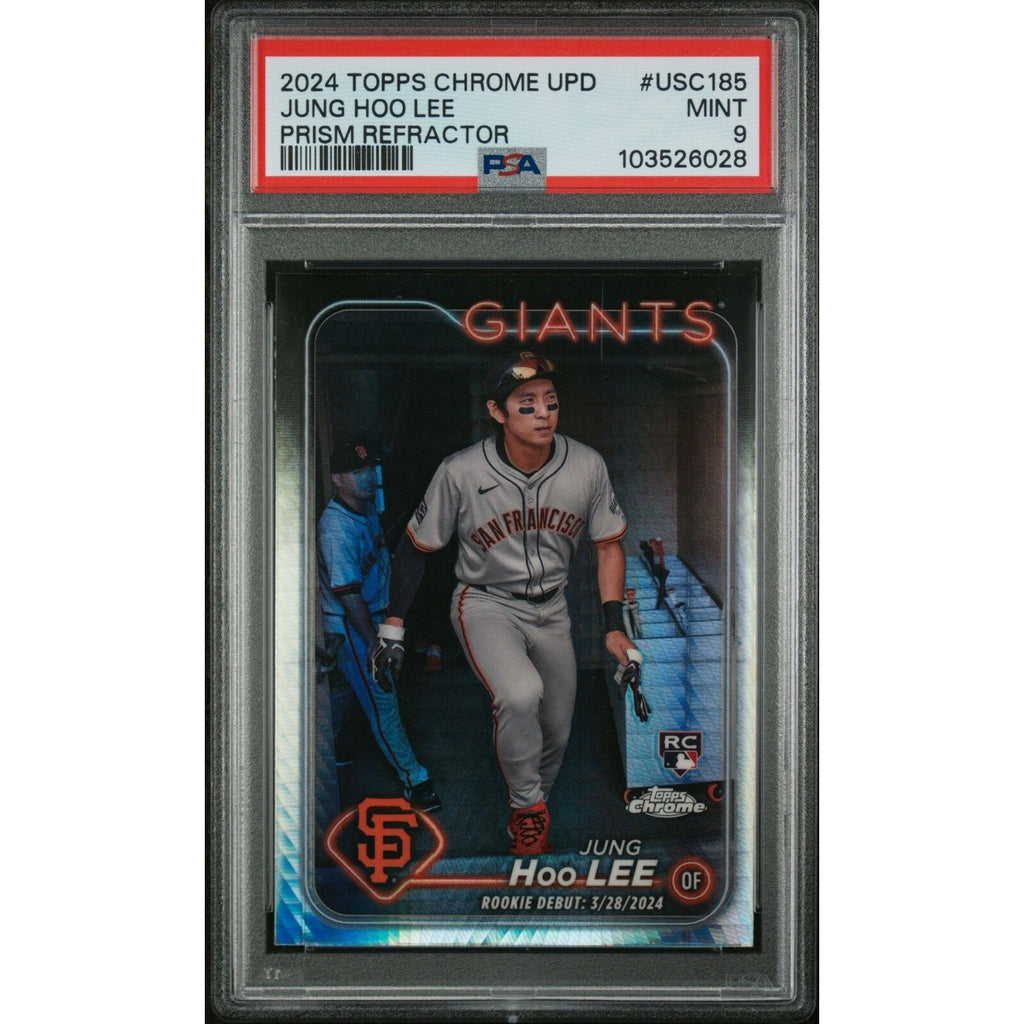 2024 TOPPS CHROME UPDATE #USC185 JUNG HOO LEE PRISM REFRACTOR PSA 9 Giants RC