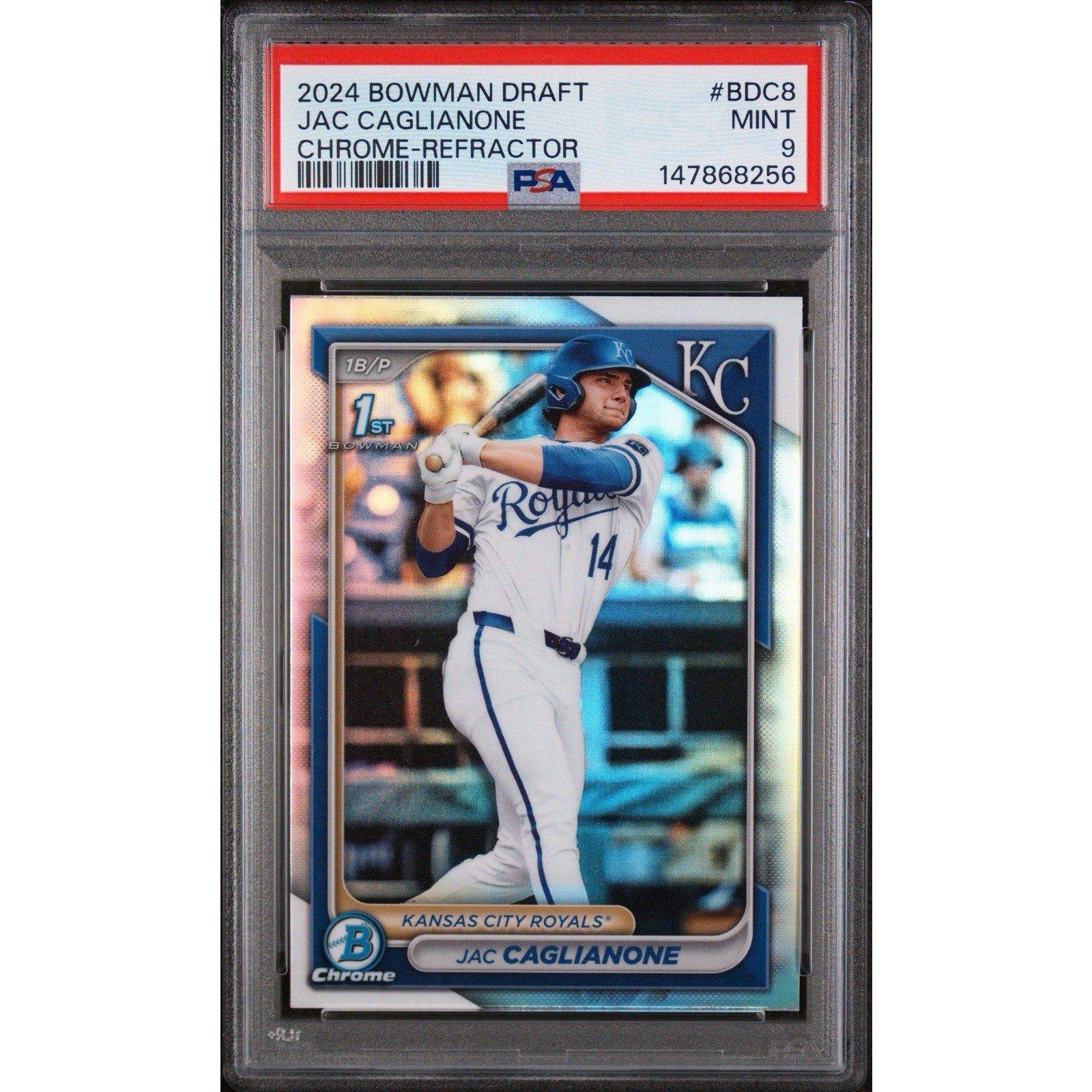 2024 BOWMAN DRAFT #BDC8 JAC CAGLIANONE CHROME-REFRACTOR PSA 9 Mint Rookie RC