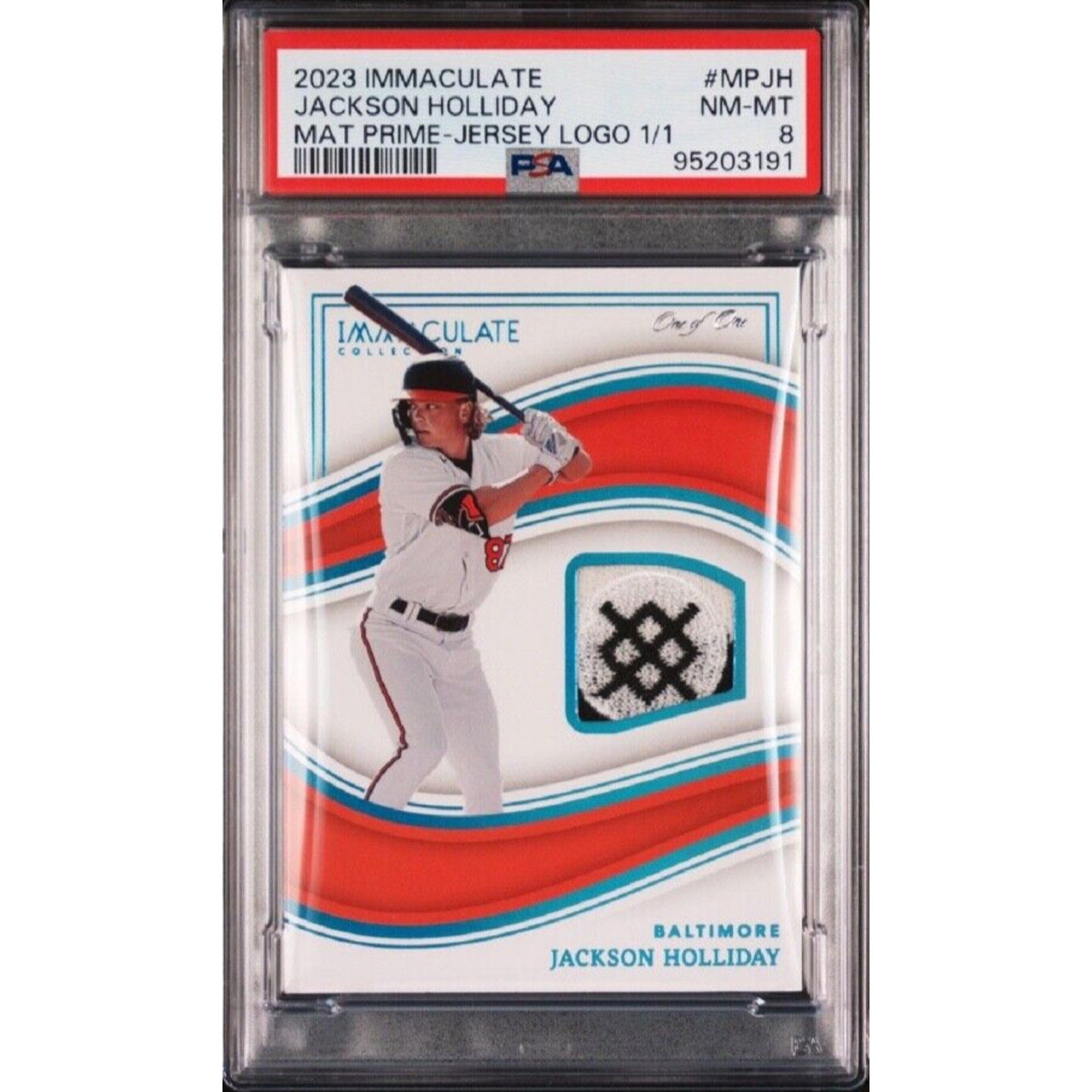 2023 Immaculate Collection Jackson Holliday Rookie Jersey Logo 1/1 MPJH PSA