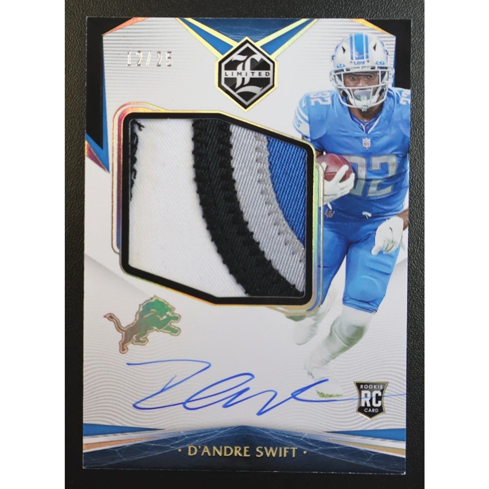 D'Andre Swift 2020 Panini Limited RPA On Card RC Auto /25 Rookie #151 4 Color