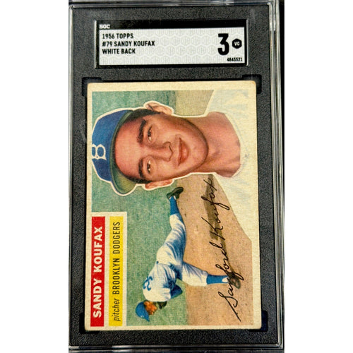 1956 Topps Sandy Koufax #79 White Back SGC 3 CENTERED Vintage Brooklyn Dodgers