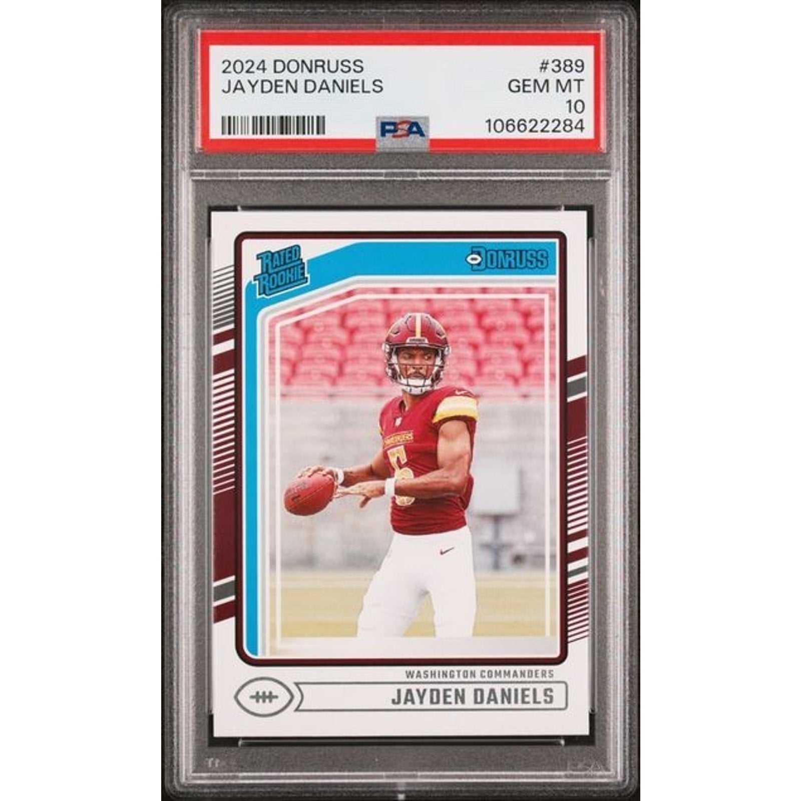 Jayden Daniels 2024 Donruss Rated Rookie #389 PSA 10