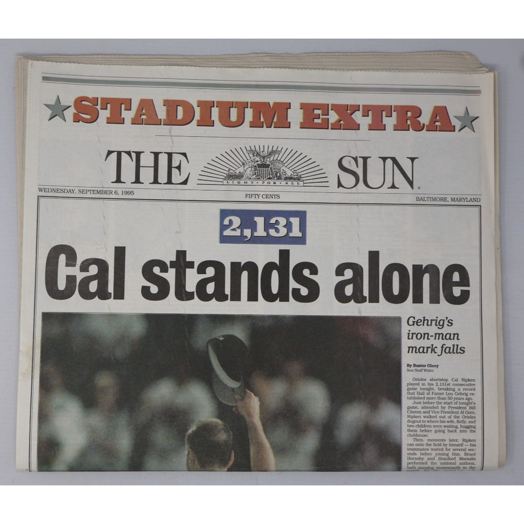 Cal Ripken Jr Breaks Streak Set Of 4 Different Baltimore Sun Full Newspapers
