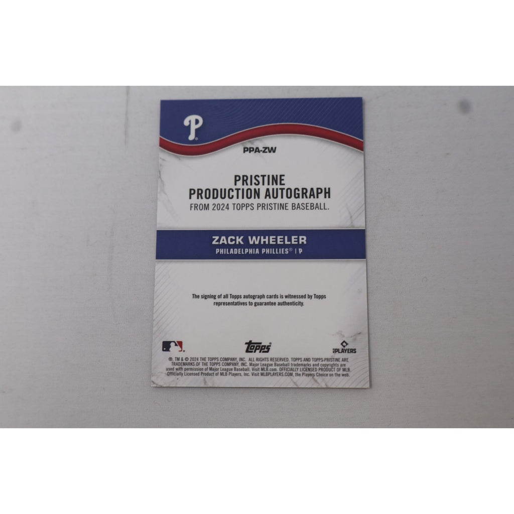 Zack Wheeler 2024 Topps Pristine Pristine Production Auto /99 #PPA-ZW
