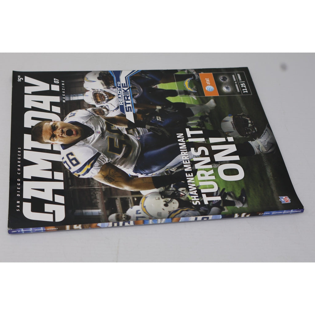 Shawne Merriman On Cover San Diego Chargers Gameday Magazine 11-25-2007 Ravens