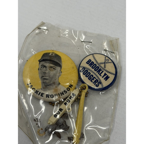 1950’s Jackie Robinson Brooklyn Dodgers PM10 Pin Lot Sealed Our Bums Dirt Rare