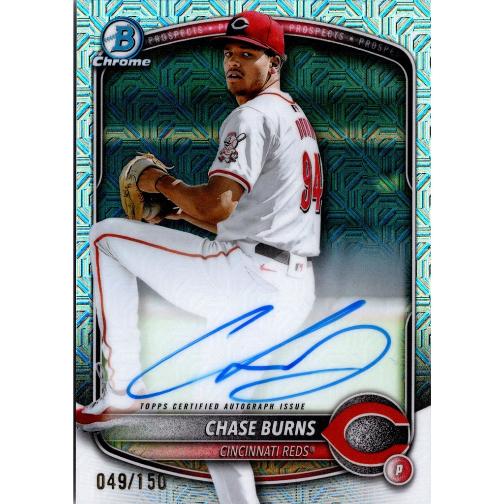 2025 Bowman Chrome CHASE BURNS Prospect Auto HTA Mojo Refractor /150 Reds CPA-CB