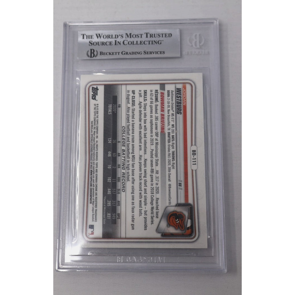 Jordan Westburg 2020 Bowman Chrome Draft 1st #BD-111 BGS 9 Mint Rookie Orioles