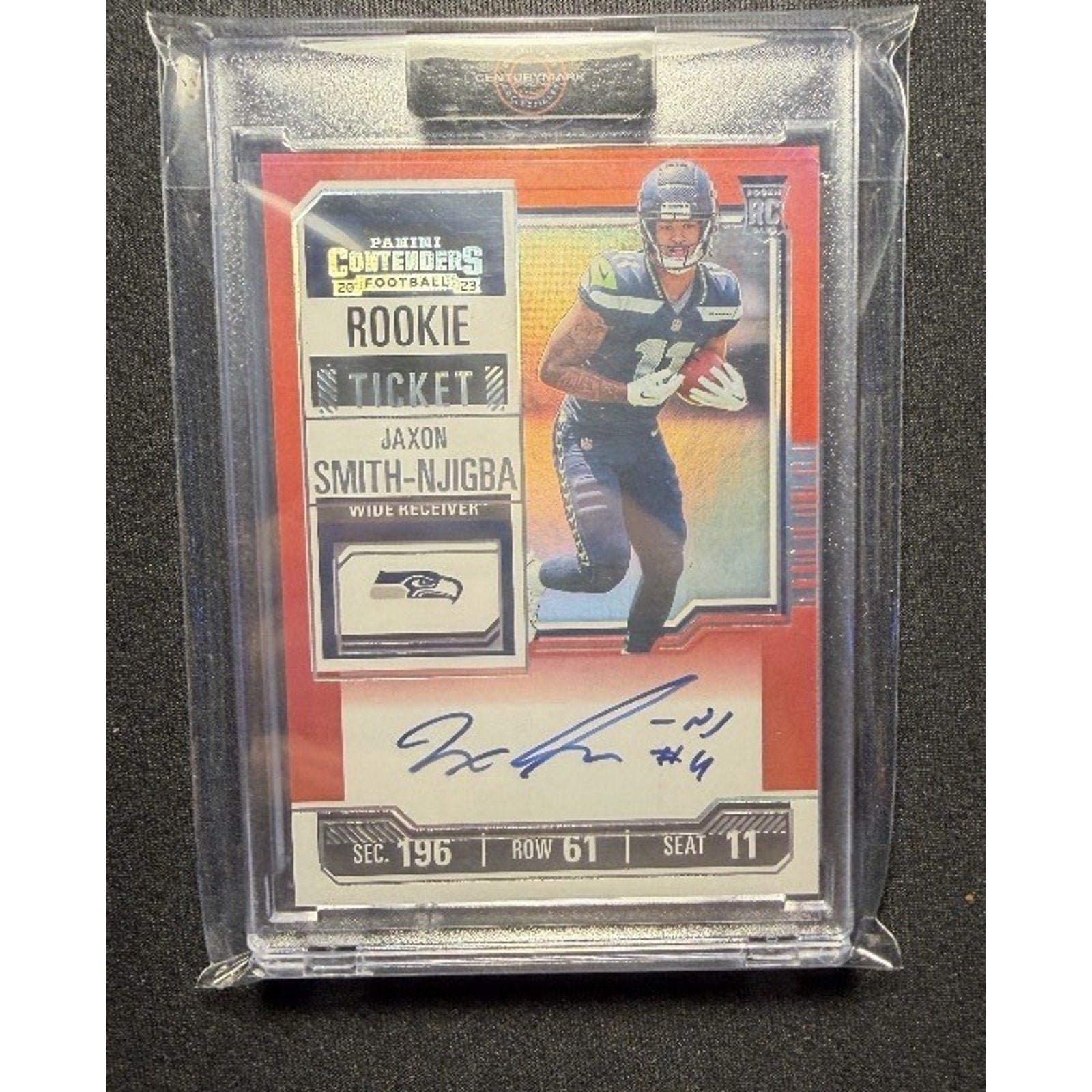 2023 Contenders Jaxon Smith-Njigba Rookie Ticket Variation Auto Red Zone FOTL