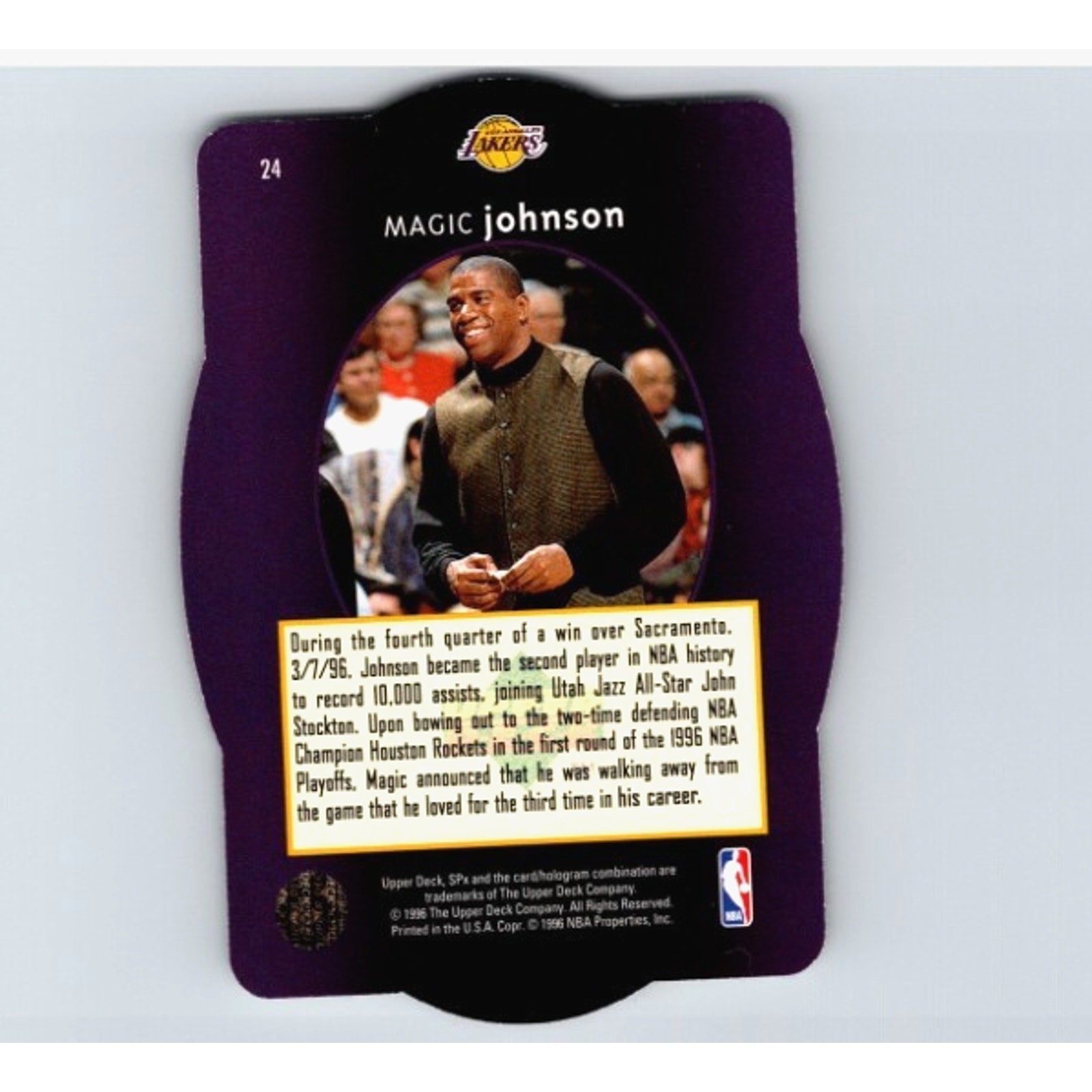 Lot Of 2 MAGIC JOHNSON 1996 UD SPX Holo Die-Cut #24/1992 Skybox Retirement Year