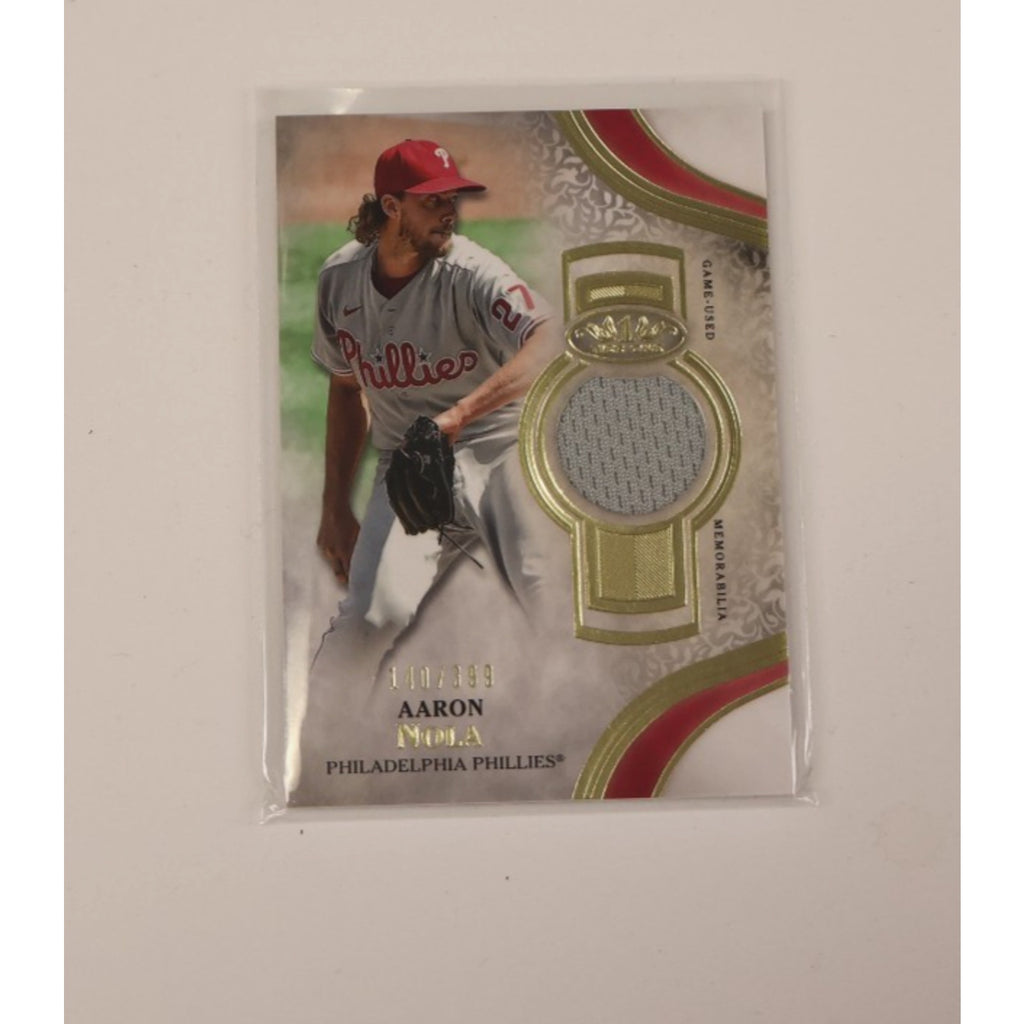 2021 Topps Tier One Aaron Nola certified game-used memorabilia card #T1R-AN /399 Philadelphia Phillies front view