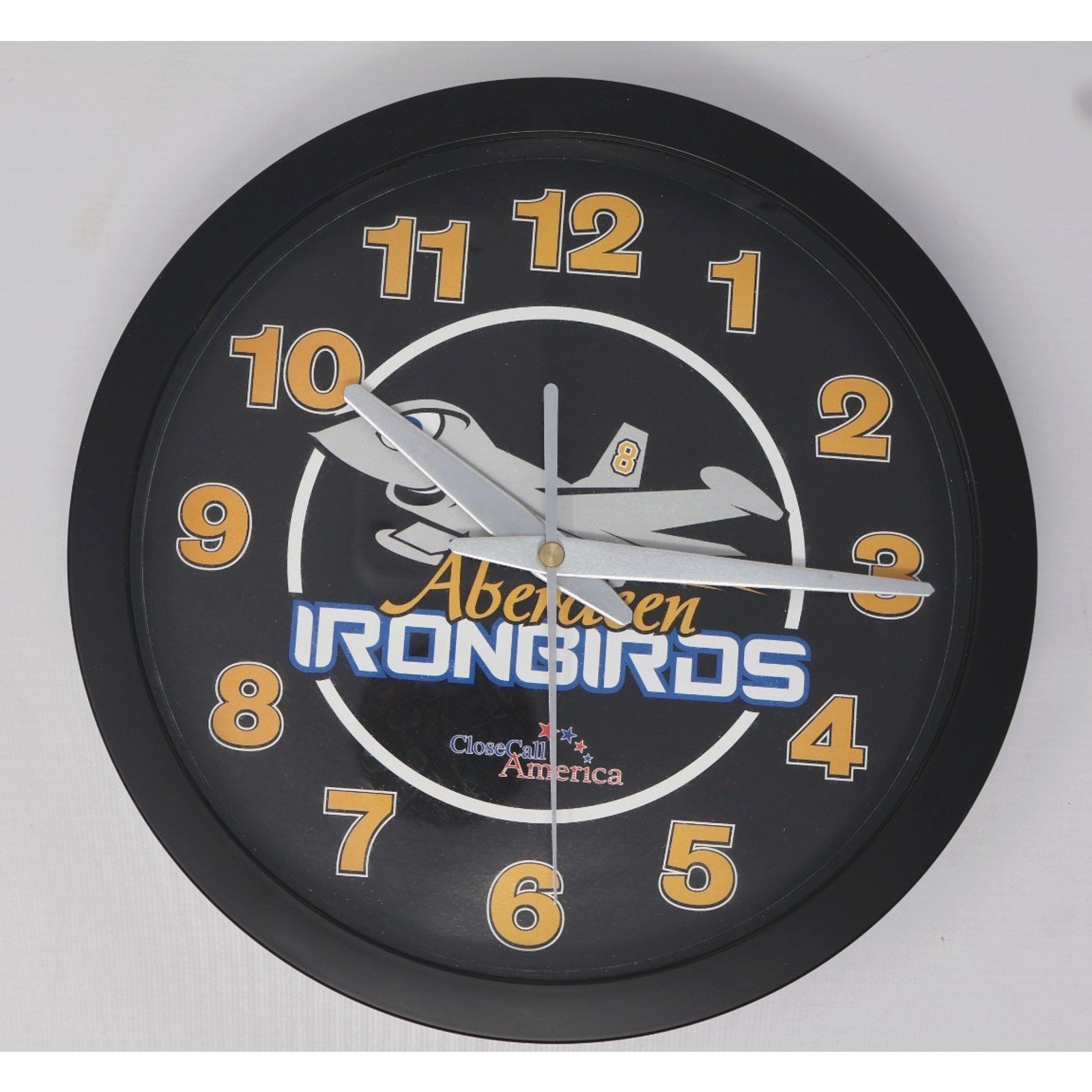Aberdeen IronBirds quartz wall clock featuring team logo and baseball-themed design