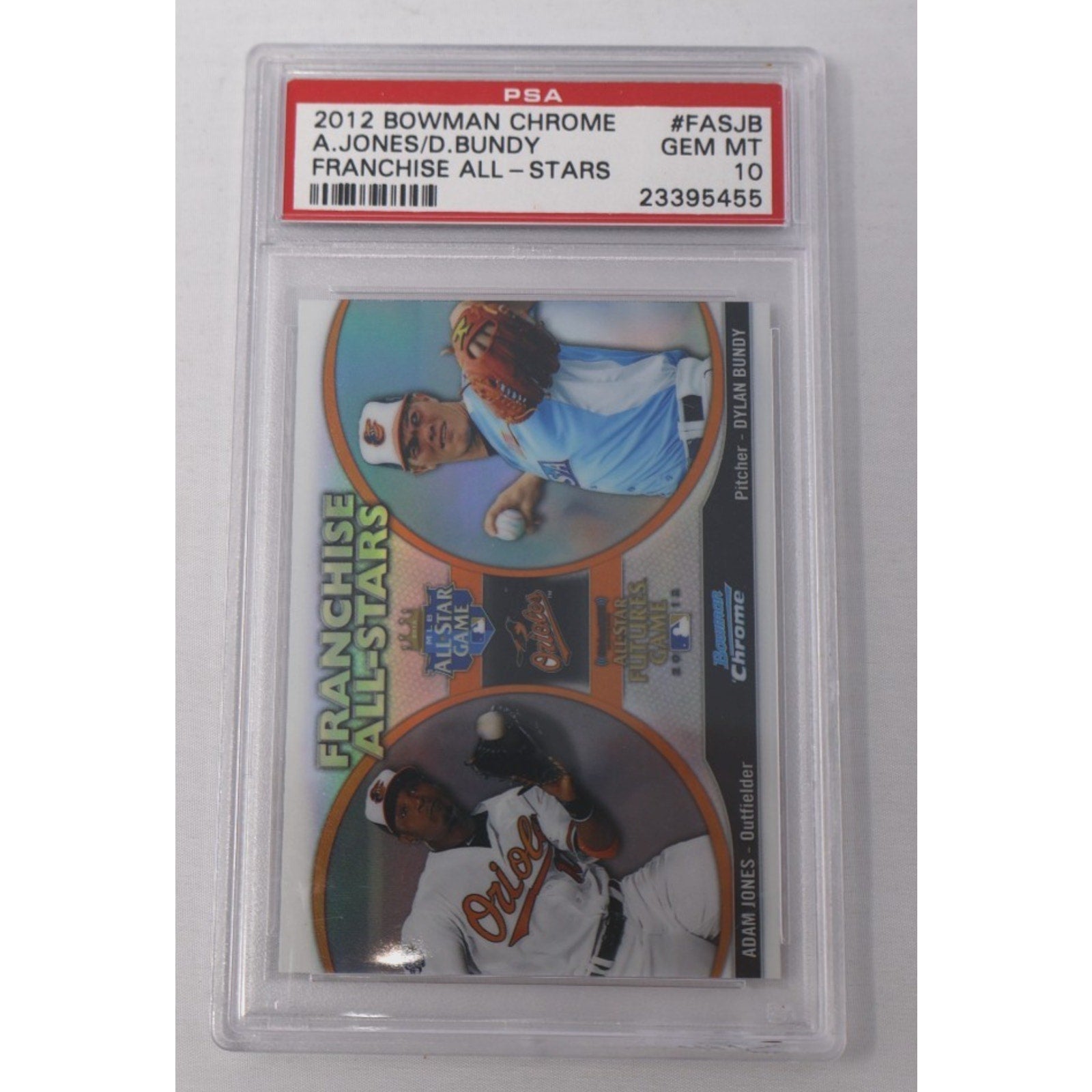 2012 Bowman Chrome Franchise All-Stars Adam Jones and Dylan Bundy PSA 10 graded baseball card
