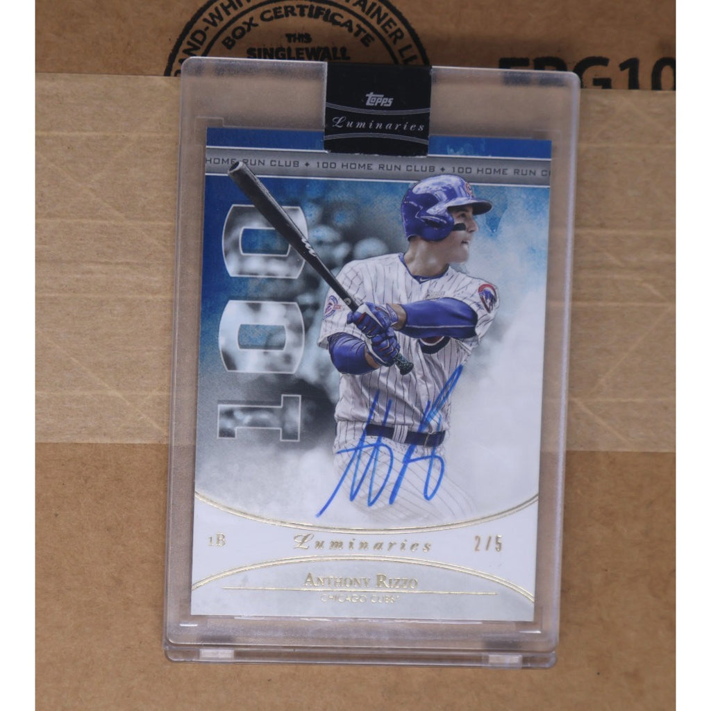 2017 Topps Luminaries Anthony Rizzo Home Run Kings autograph card numbered 2 of 5 featuring Chicago Cubs slugger