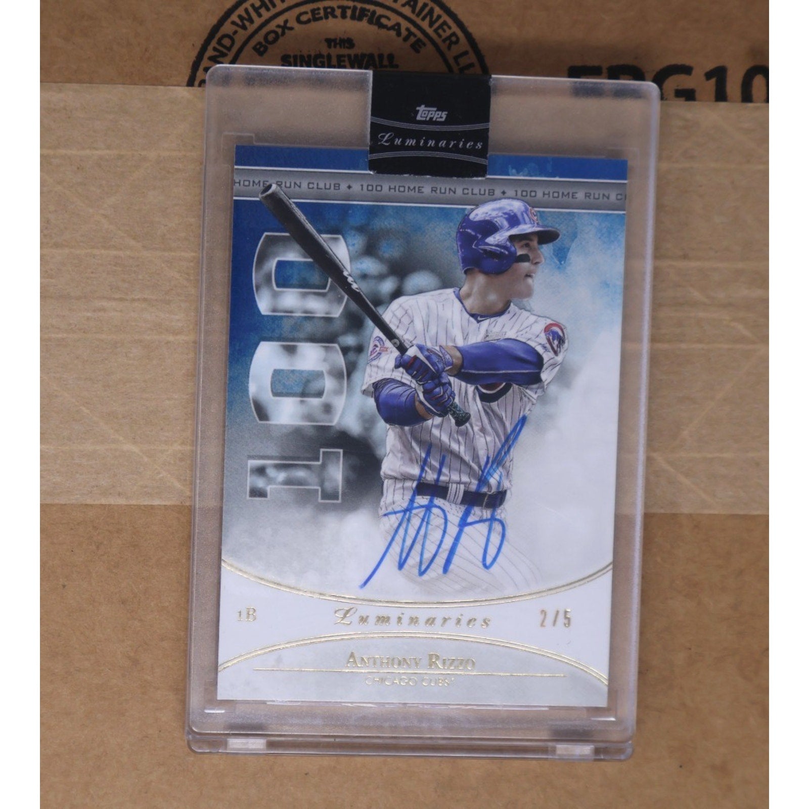 2017 Topps Luminaries Anthony Rizzo Home Run Kings autograph card numbered 2 of 5 featuring Chicago Cubs slugger