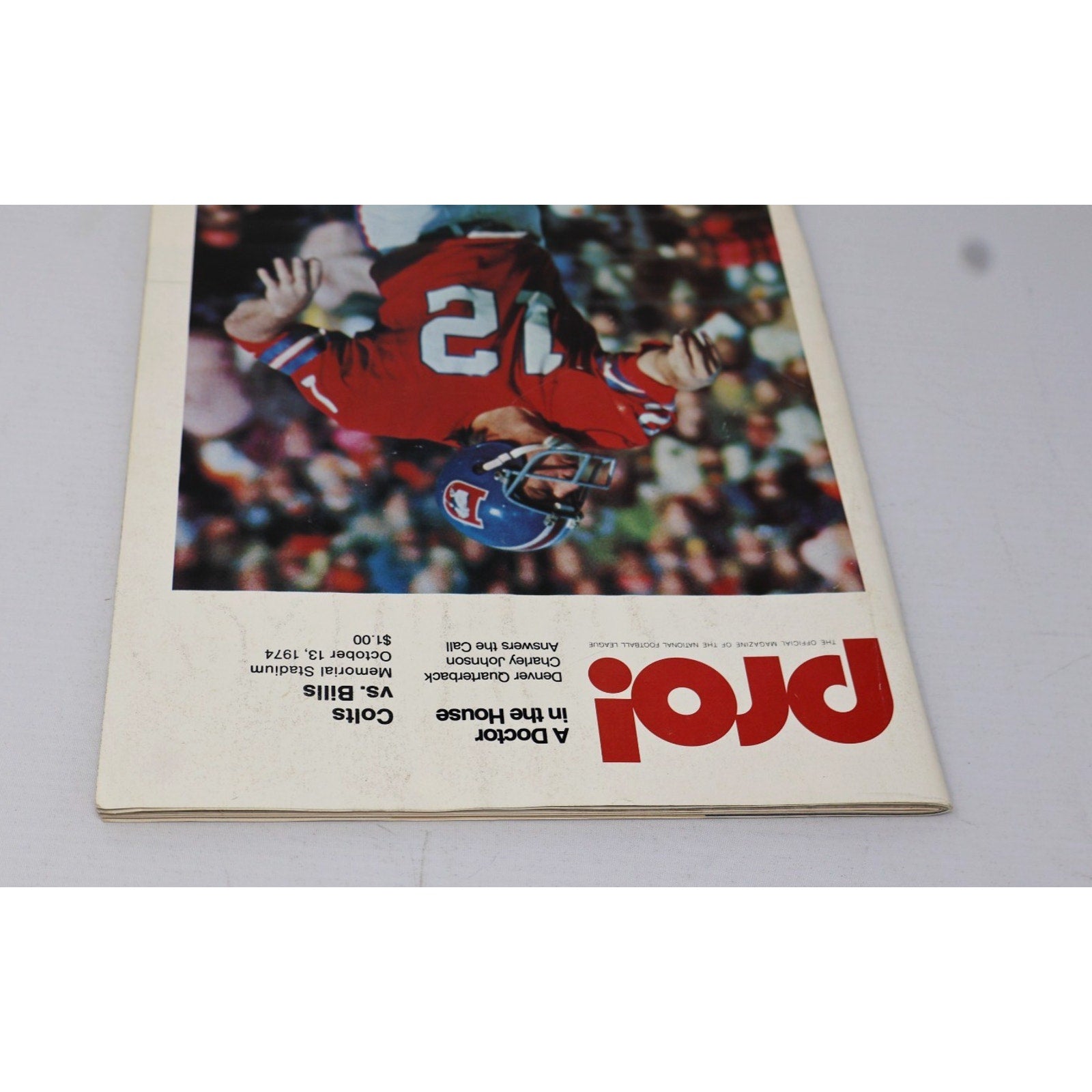 Back cover of vintage 1974 Baltimore Colts Buffalo Bills Pro football program collectible