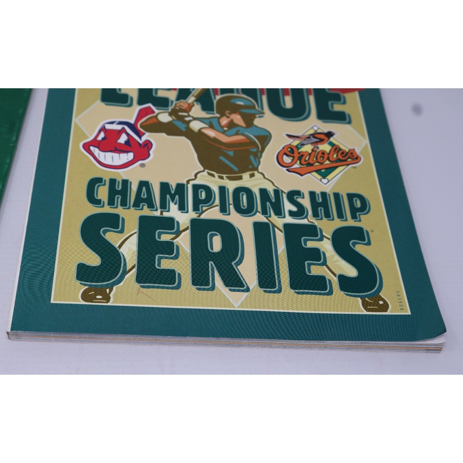 Close-up of 1983 ALCS Championship Series Orioles artwork and typography