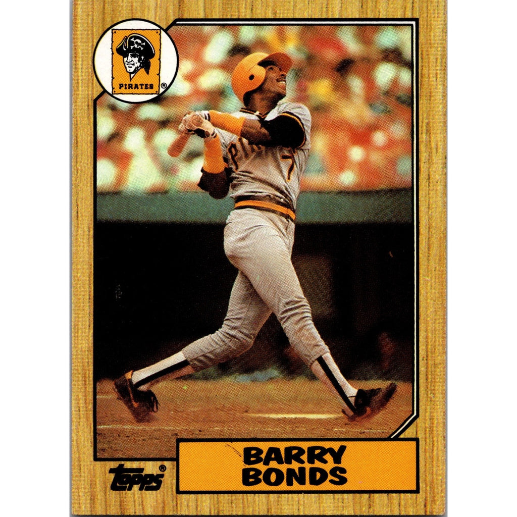 1987 Topps Barry Bonds rookie card #320 Pittsburgh Pirates baseball card front view in near mint condition