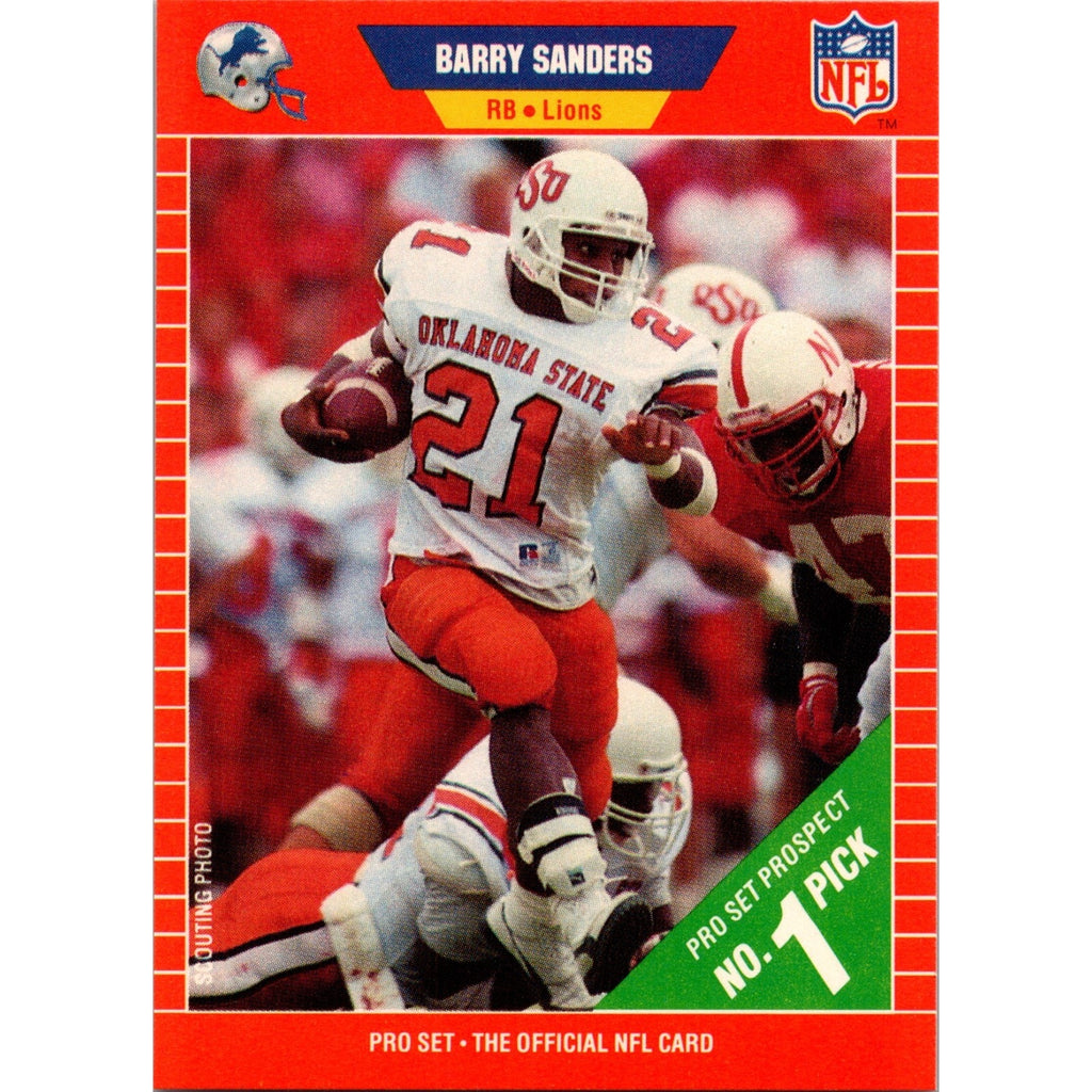 1989 Pro Set Barry Sanders rookie card #494 featuring Detroit Lions Hall of Fame running back vintage NFL collectible