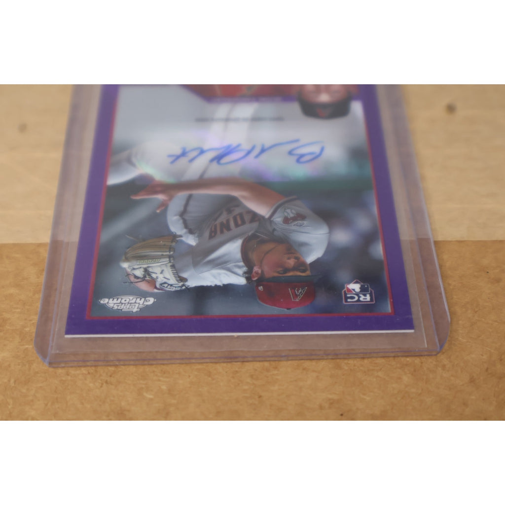 Front angled display of Brandon Pfaadt Purple Refractor rookie autograph card for Arizona Diamondbacks collectors