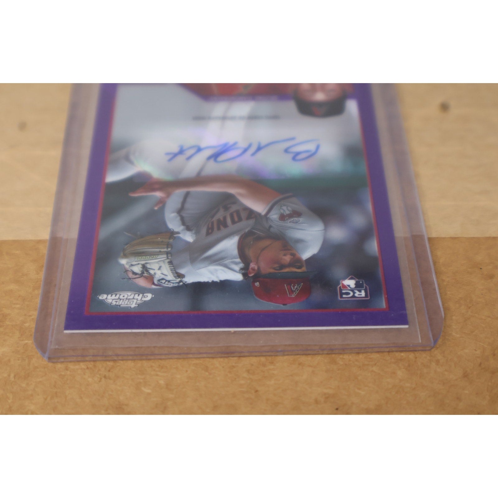 Front angled display of Brandon Pfaadt Purple Refractor rookie autograph card for Arizona Diamondbacks collectors