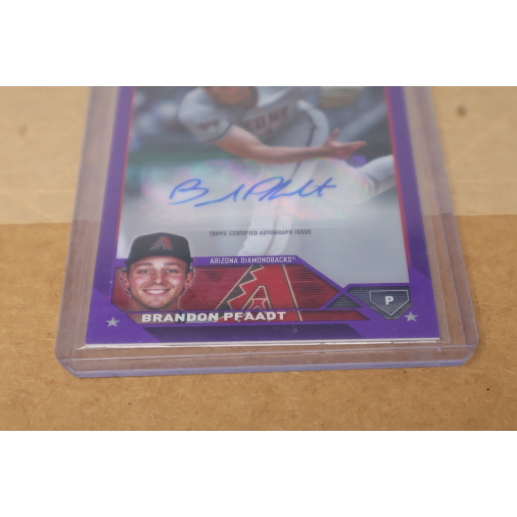 Additional front view of 2023 Topps Chrome Brandon Pfaadt RC autograph card in protective holder