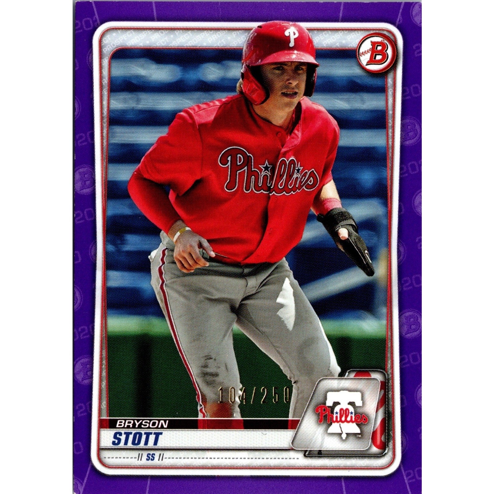 2020 Bowman Bryson Stott Prospects Purple parallel #BP-68 card front